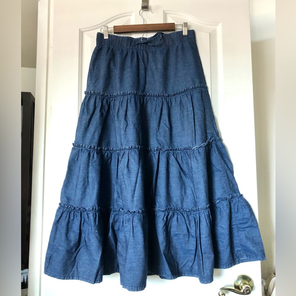 NWOT OMG Tiered Blue Maxi Skirt - Women